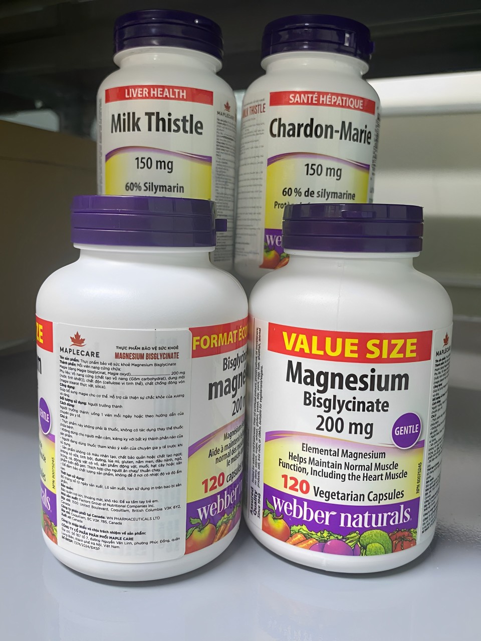Magnesium Bisglycinate L/120v WEBBER NATURALS bổ sung magiê, cải thiện xương và răng