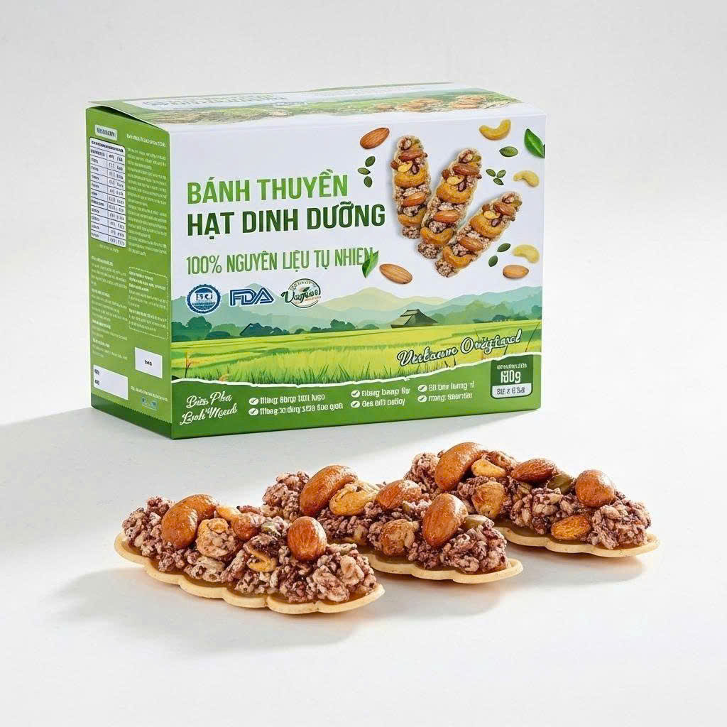 Bánh thuyền hạt dinh dưỡng Hộp 180g (12 gói 15g)