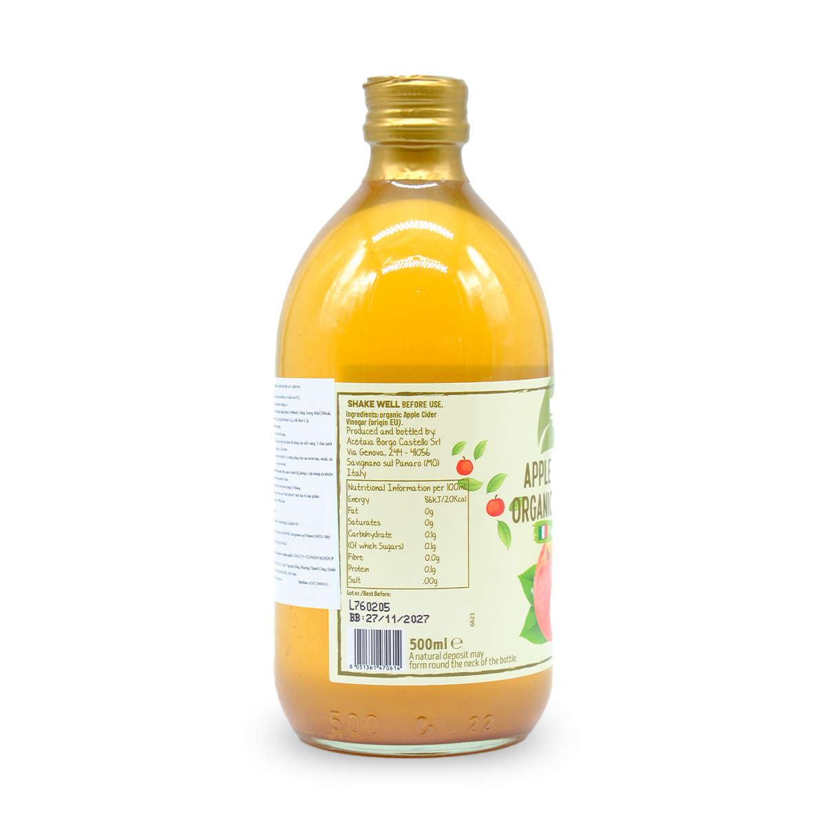 Giấm táo hữu cơ Lodovici 500ml