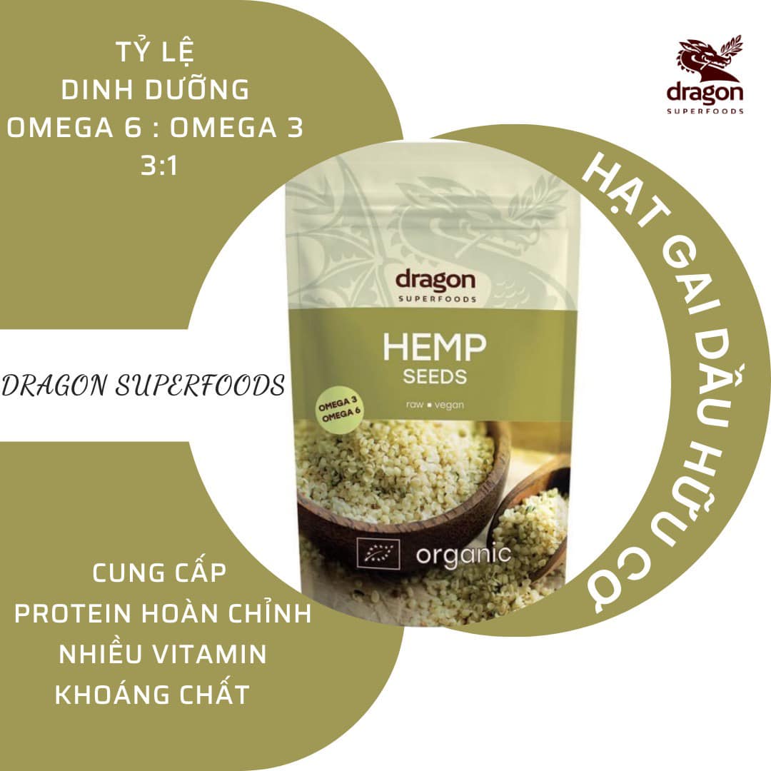 Hạt gai dầu hữu cơ Dragon Superfoods 200gr