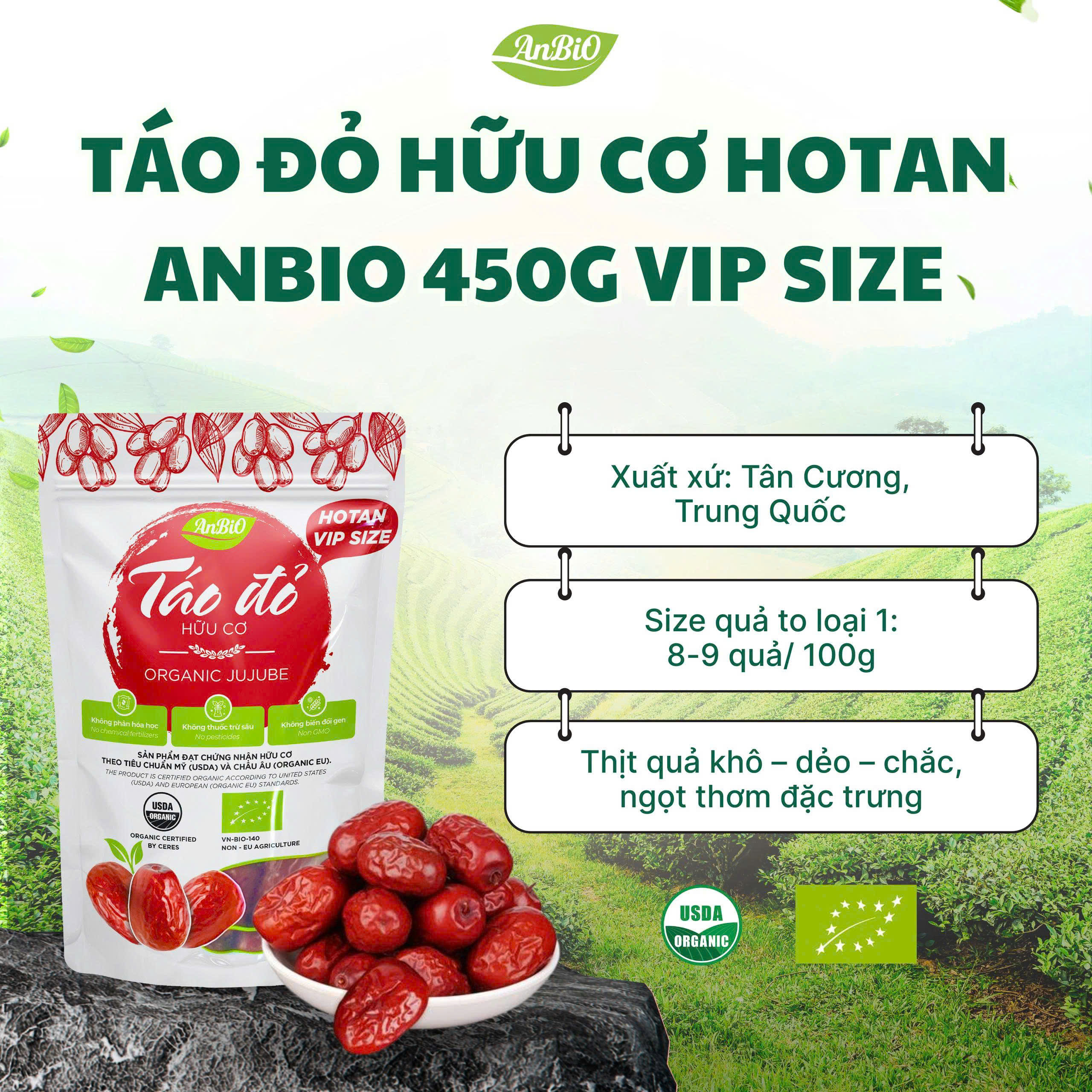 Táo đỏ hữu cơ Hotan Anbio 450g