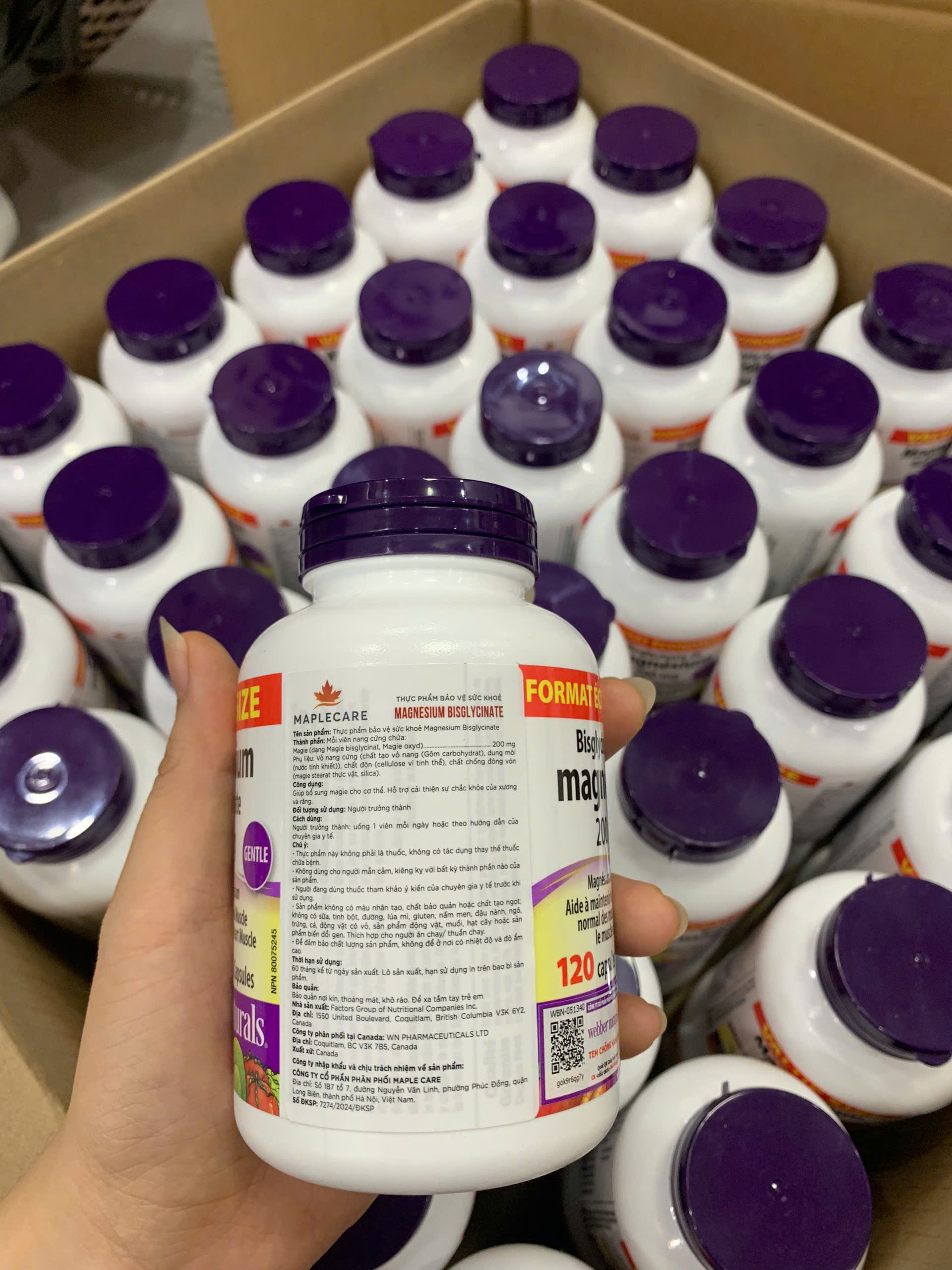 Magnesium Bisglycinate L/120v WEBBER NATURALS bổ sung magiê, cải thiện xương và răng