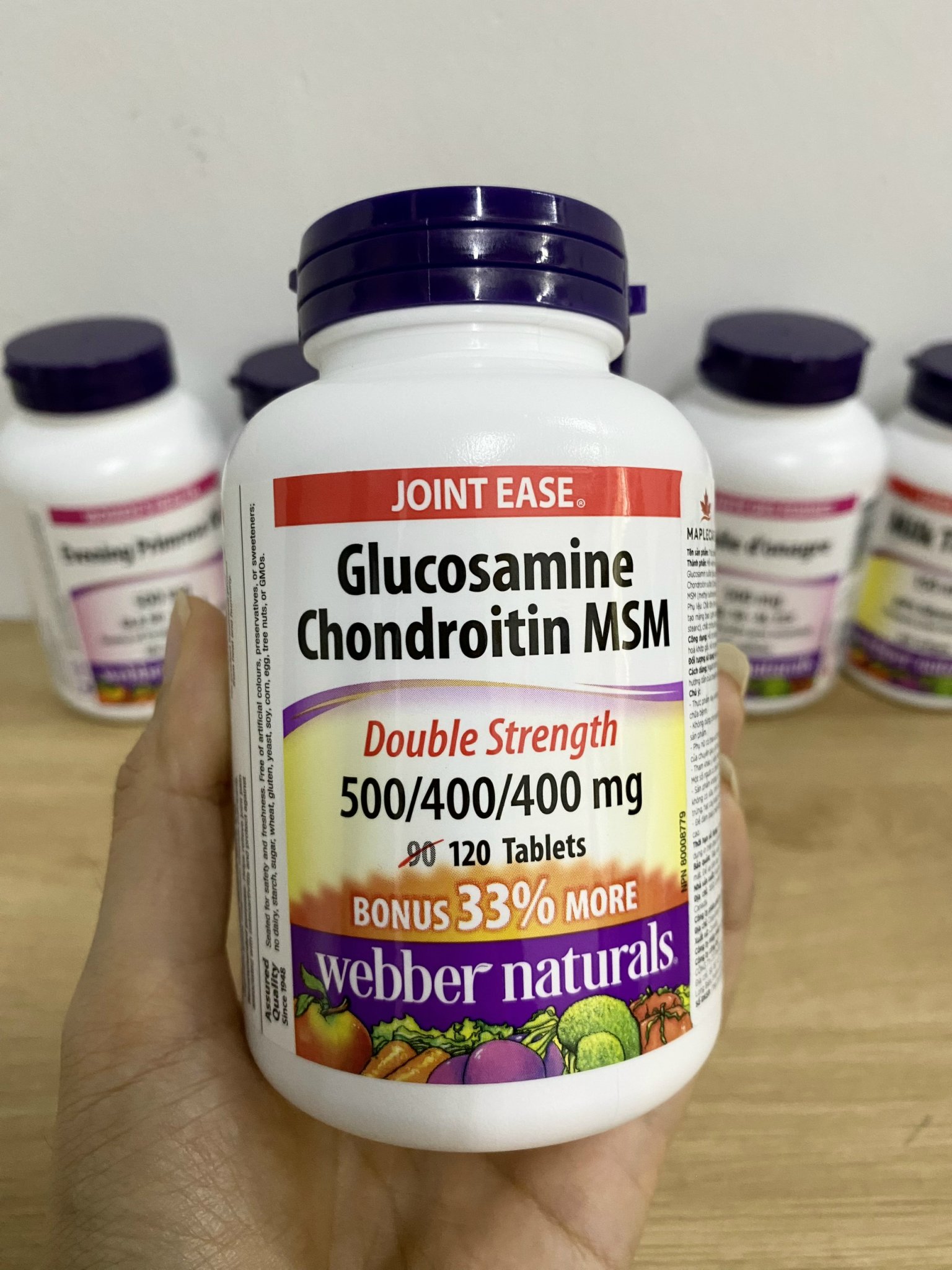 Glucosamin, Chondrotin, MSM L/120v WEBBER NATURALS Giảm đau, thoái hóa khớp
