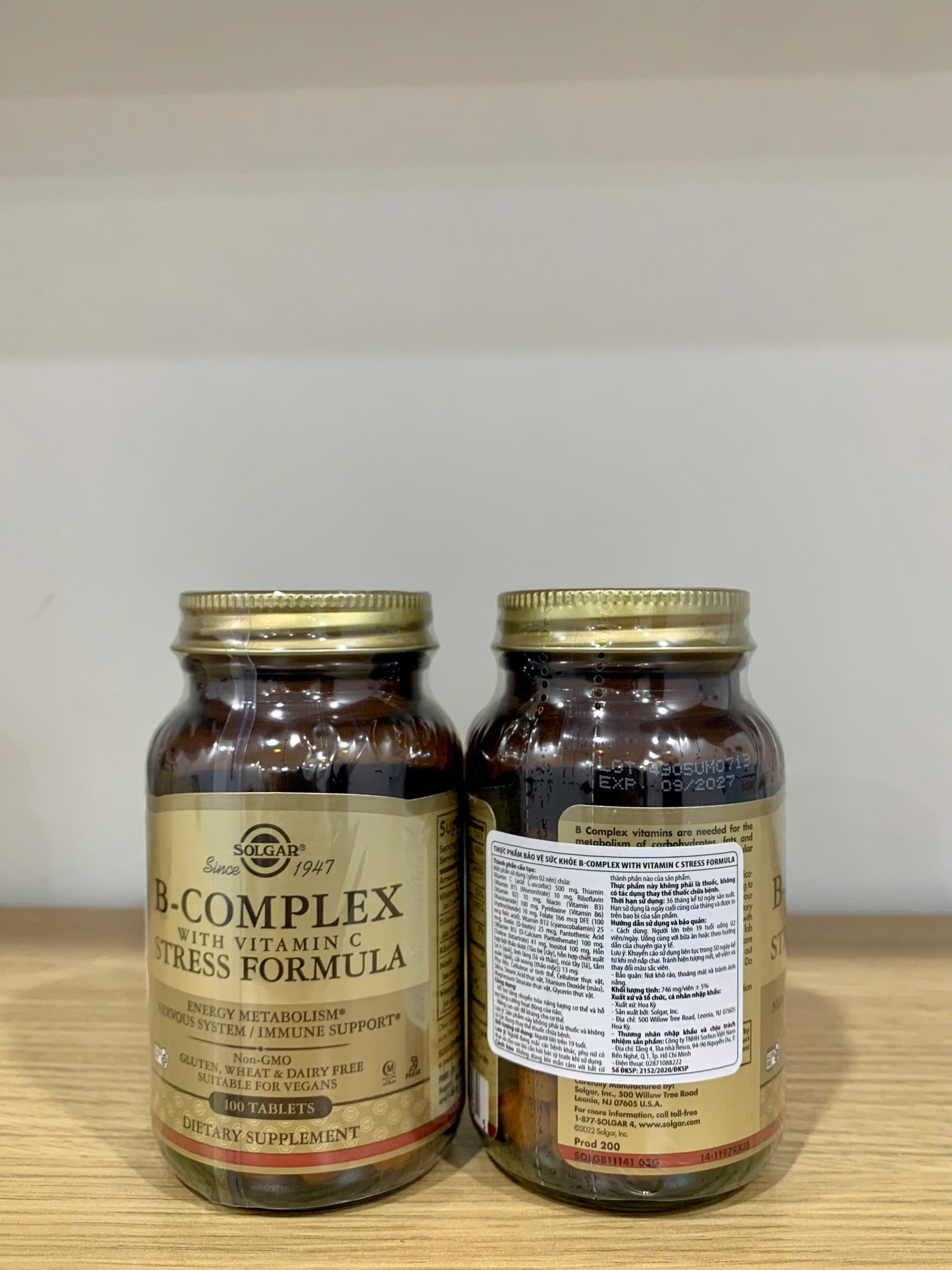 B-Complex with Vitamin C Stress Formula L/100V SOLGAR Hỗ trợ não bộ, đề kháng