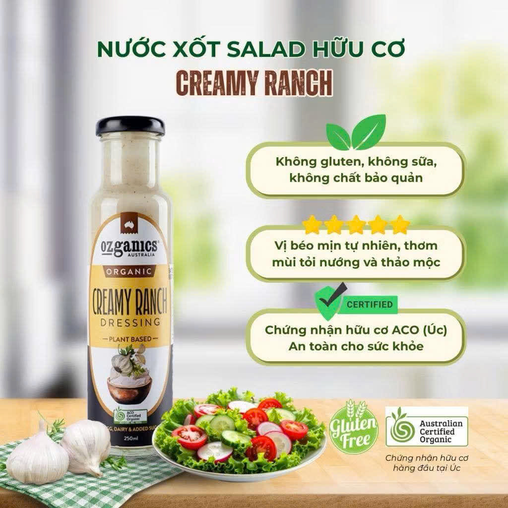 Nước xốt salad hữu cơ Ozganics Creamy Ranch 250ml