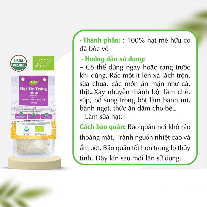 Mè trắng hữu cơ (bóc vỏ) 200g