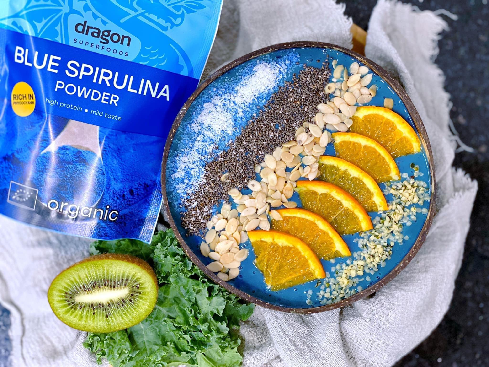 Bột tảo Blue Spirulina hữu cơ Dragon Superfoods 75g
