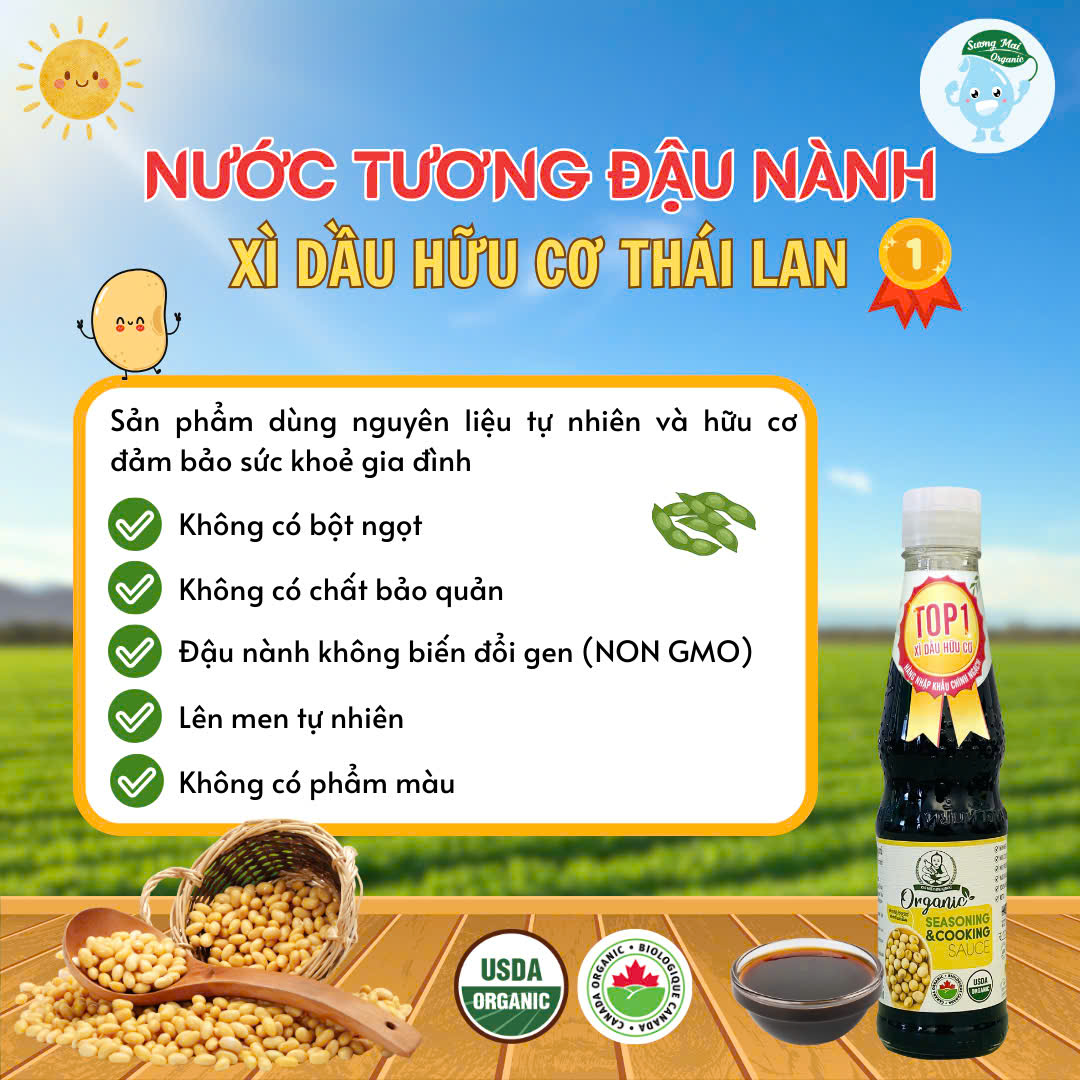 Nước tương đậu nành hữu cơ Thái Lan (xì dầu) 300ml