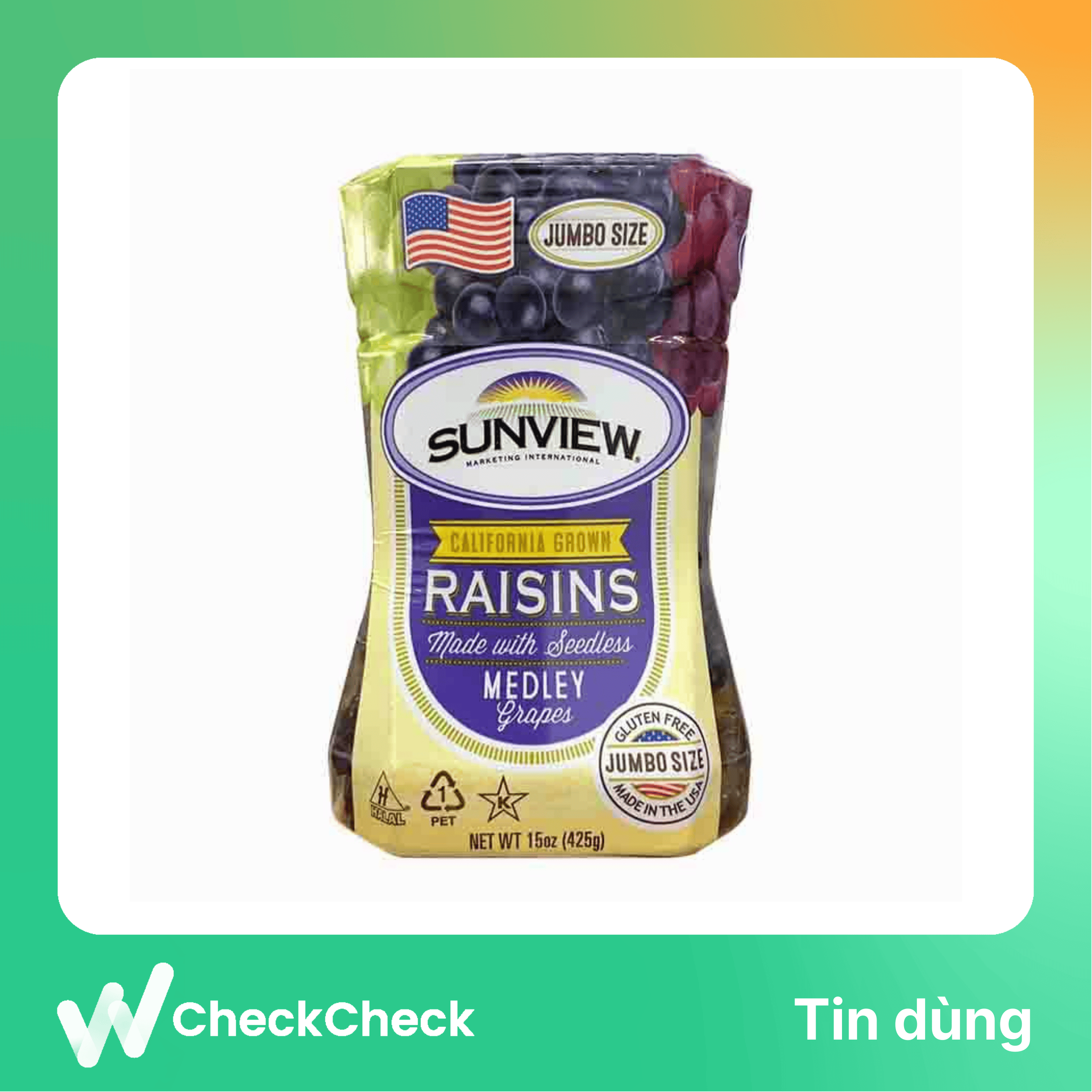 Nho khô Sunview Raisins Mỹ 425g