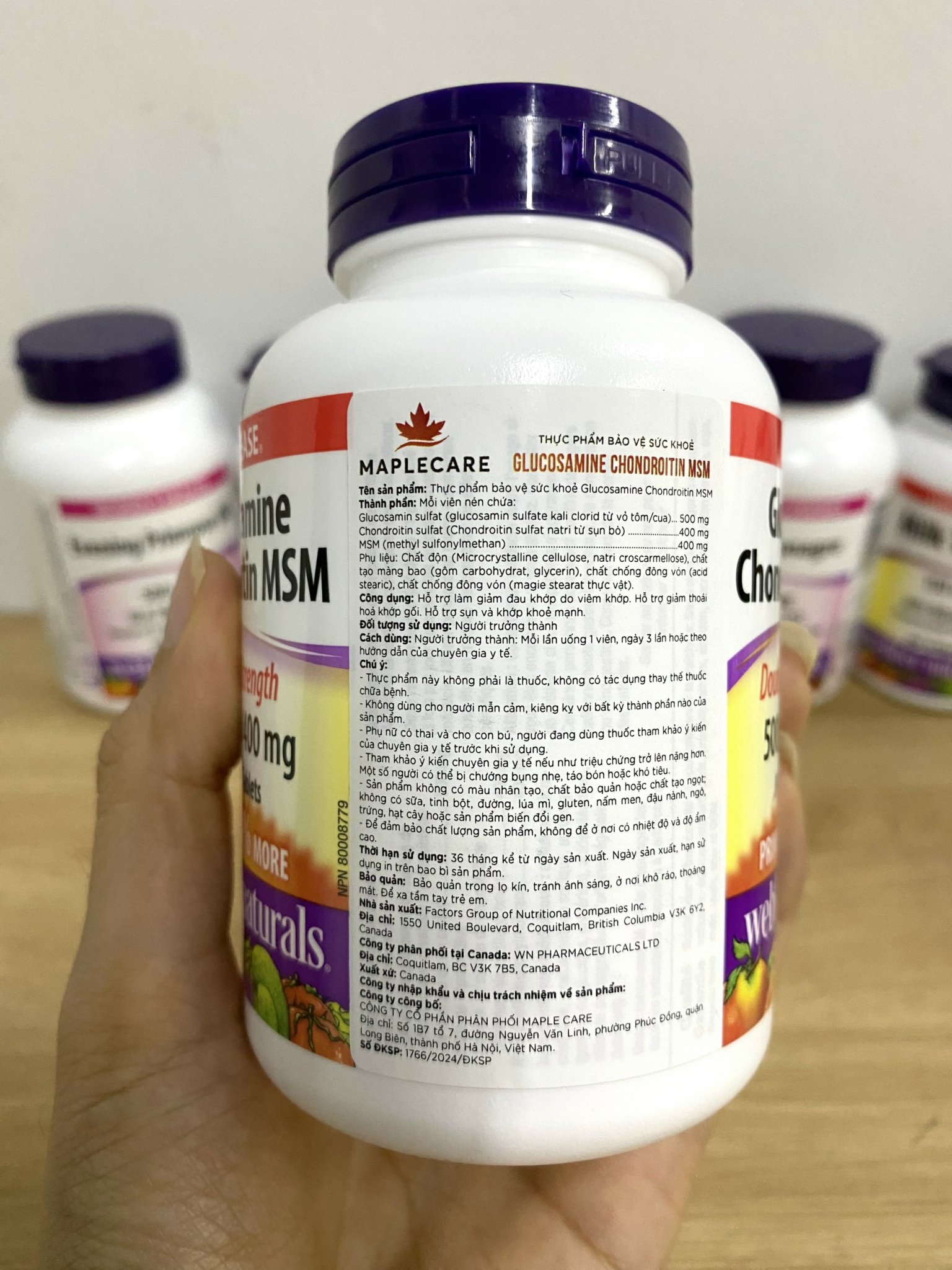 Glucosamin, Chondrotin, MSM L/120v WEBBER NATURALS Giảm đau, thoái hóa khớp