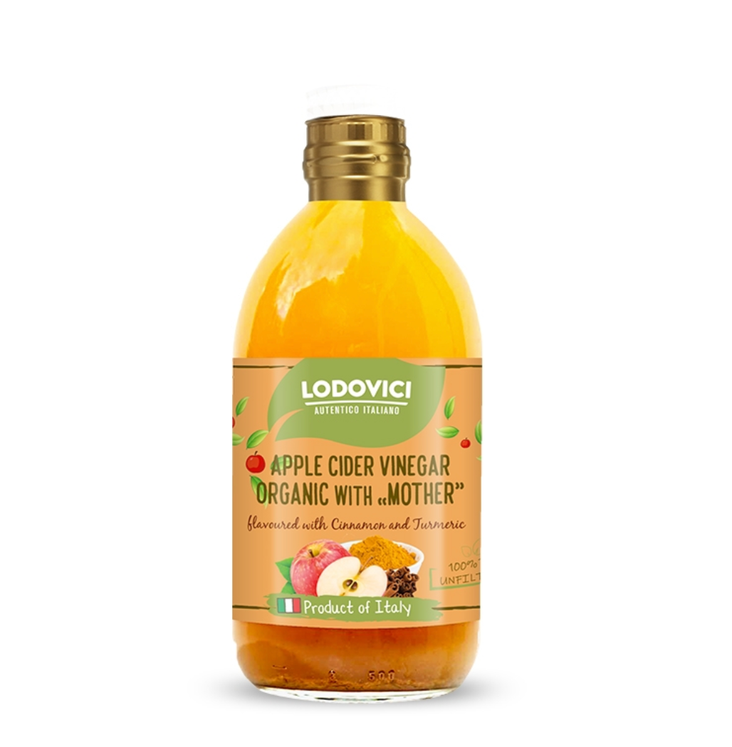 Giấm táo hữu cơ quế và nghệ Lodovici 500ml