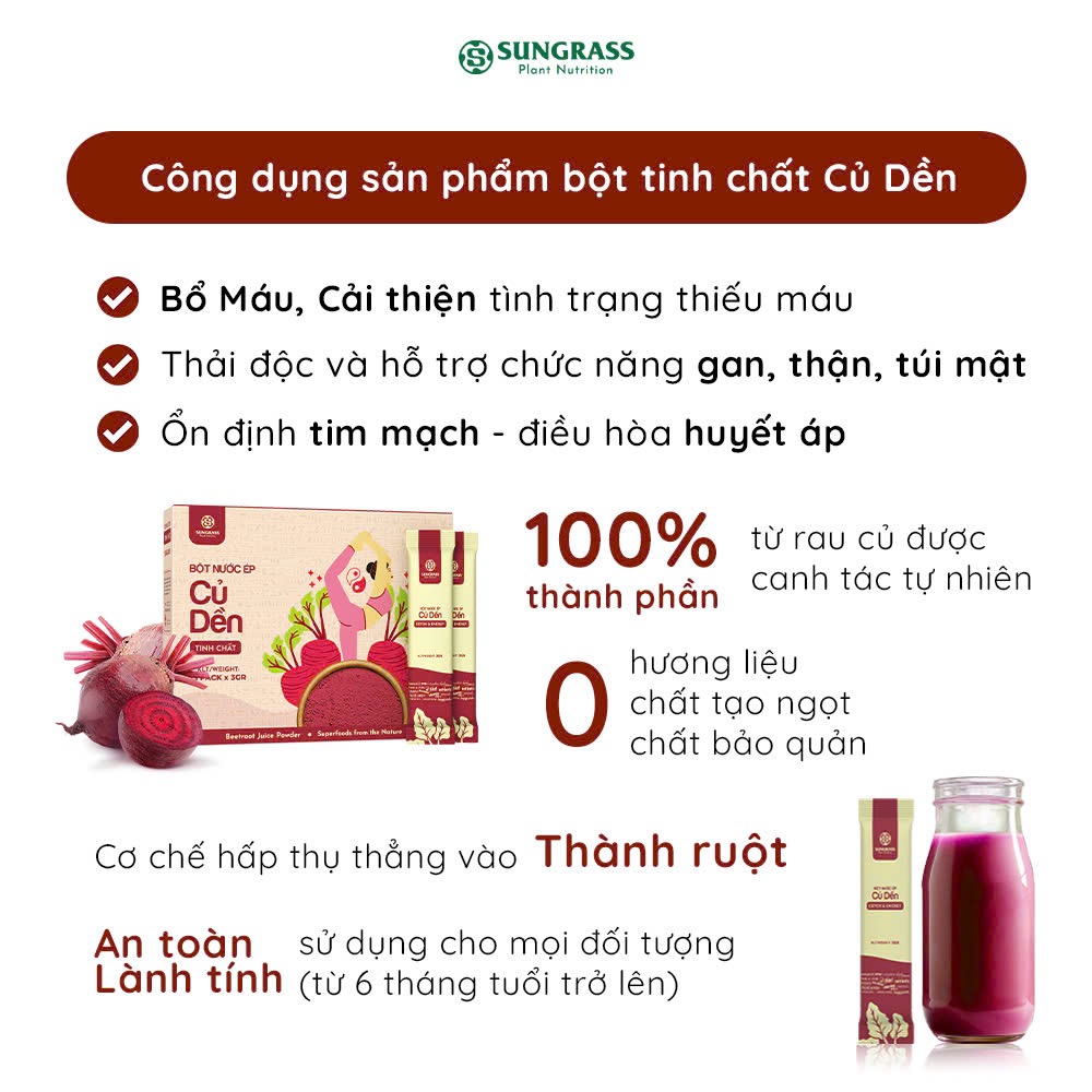 Bột nước ép Củ dền Sungrass - Hộp 15 gói