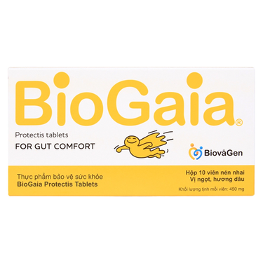 Men vi sinh BioGaia Protectis Tablets Hộp 10 viên nhai trẻ 2y+ bổ sung lợi khuẩn cho đường tiêu hóa