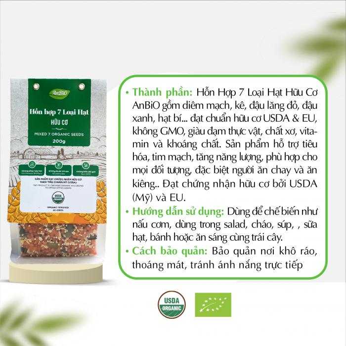 Hỗn hợp 7 loại hạt hữu cơ Anbio 200g