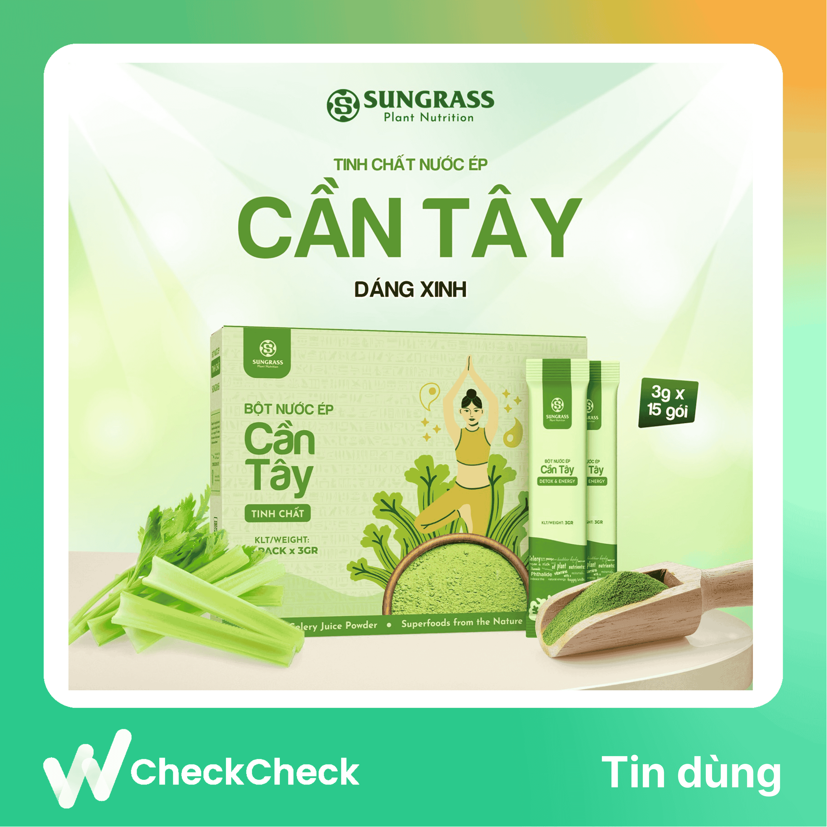 Bột nước ép Cần tây Sungrass - Hộp 15 gói