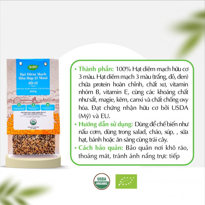 Hạt diêm mạch 3 màu hữu cơ Anbio 200g