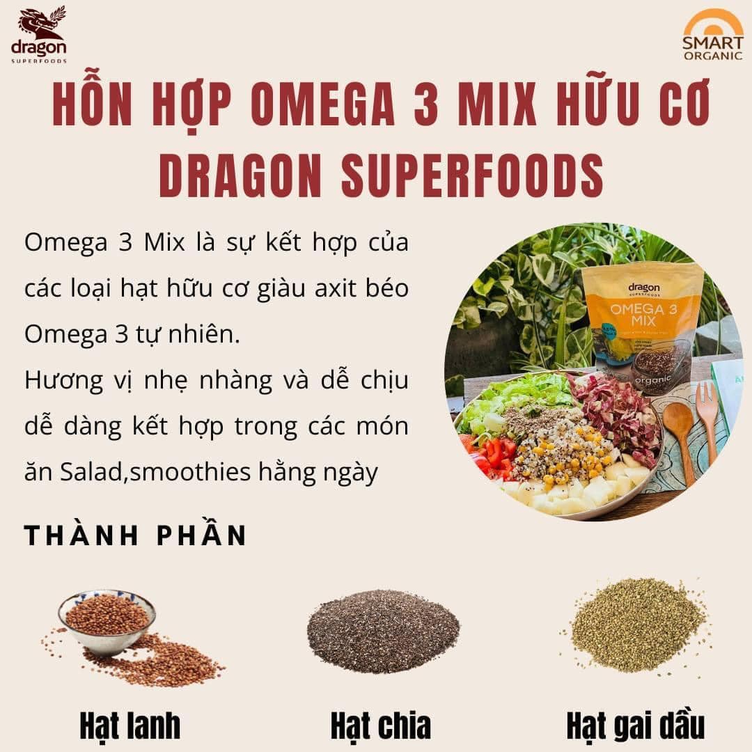 Hỗn hợp hạt Omega 3 hữu cơ Dragon Superfoods 200g