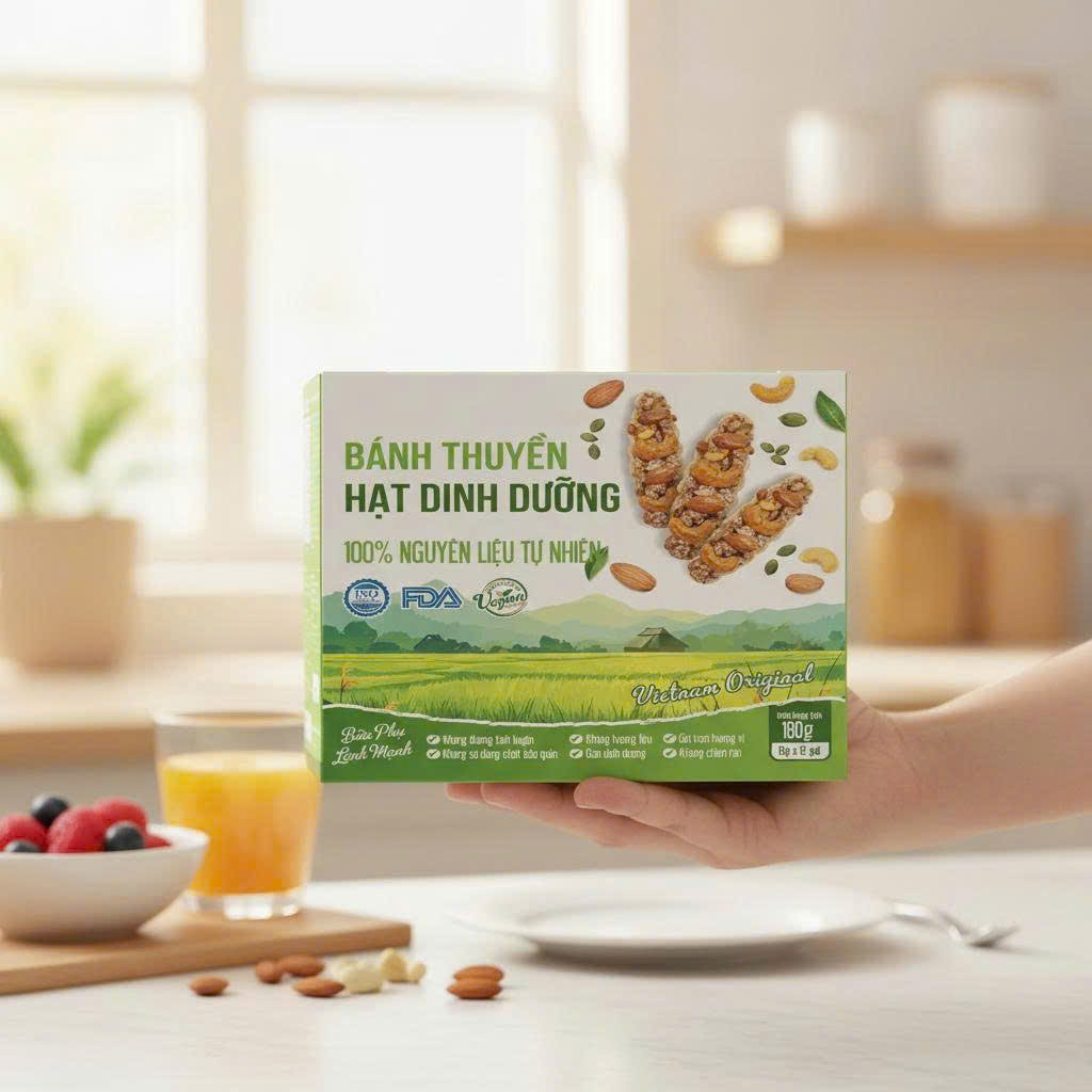 Bánh thuyền hạt dinh dưỡng Hộp 180g (12 gói 15g)