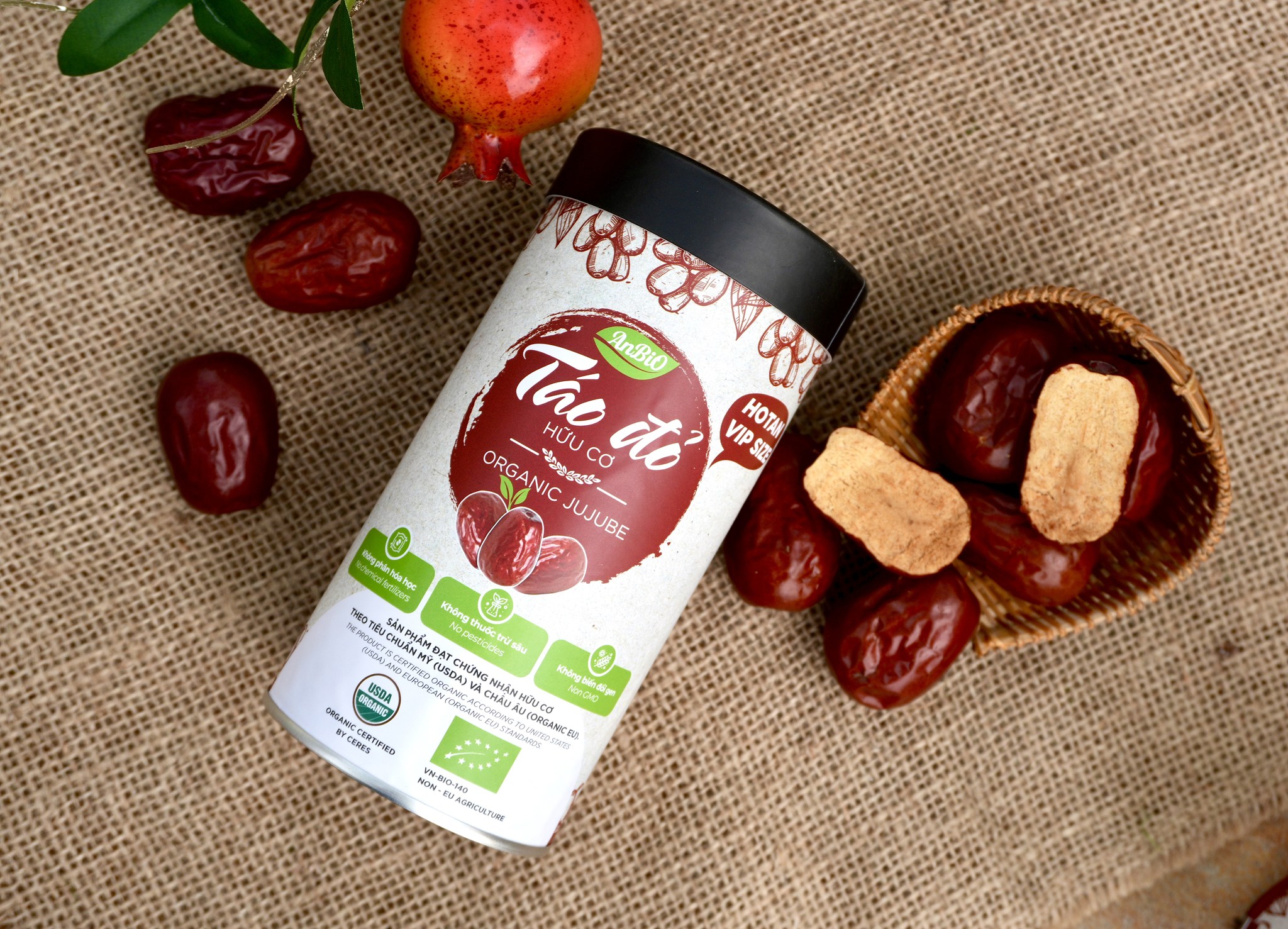 Táo đỏ hữu cơ Hotan hộp tròn 100gr