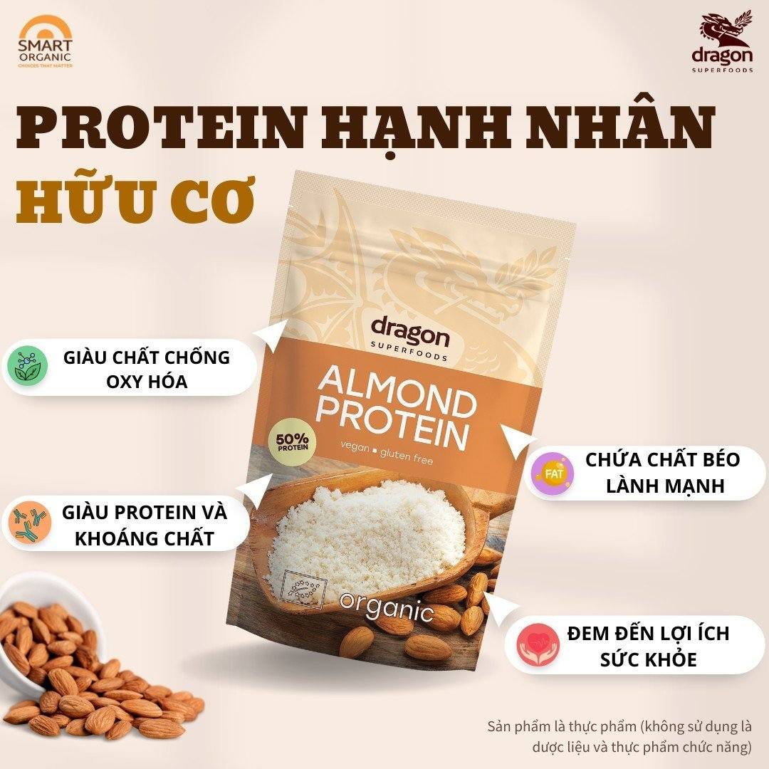 Bột protein hạnh nhân hữu cơ Dragon Superfoods 200gr