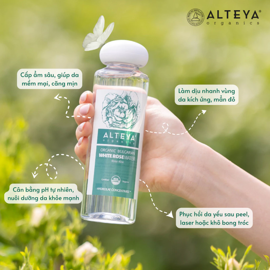 Nước hoa hồng trắng hữu cơ Alteya (500ml)