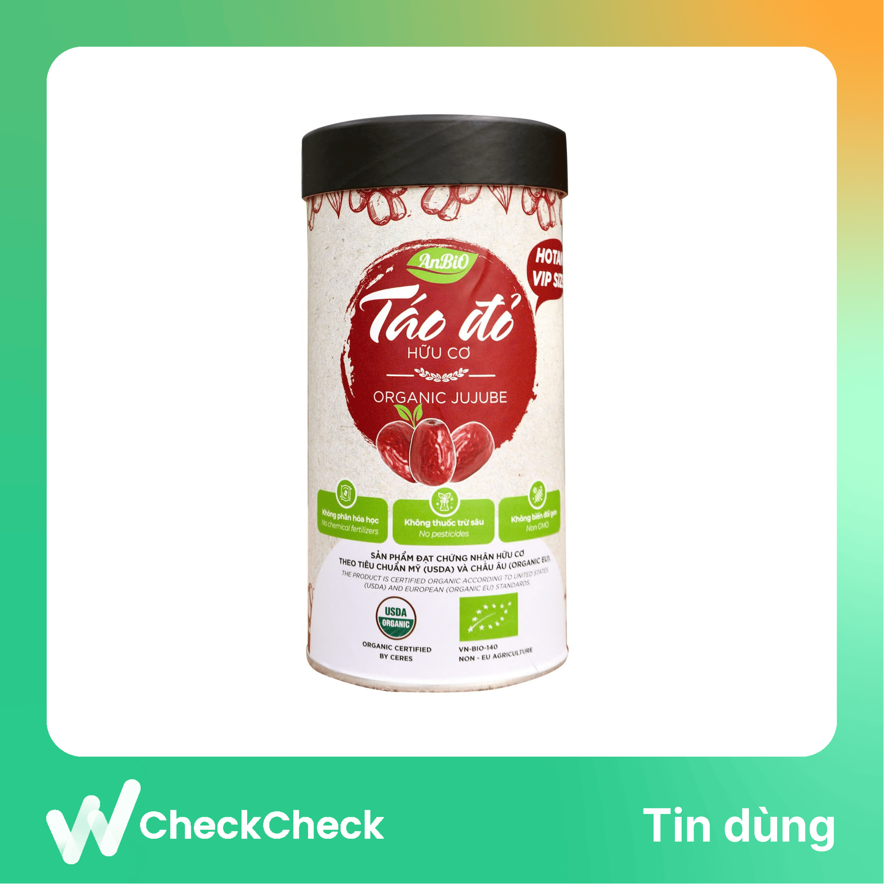 Táo đỏ hữu cơ Hotan hộp tròn 100gr