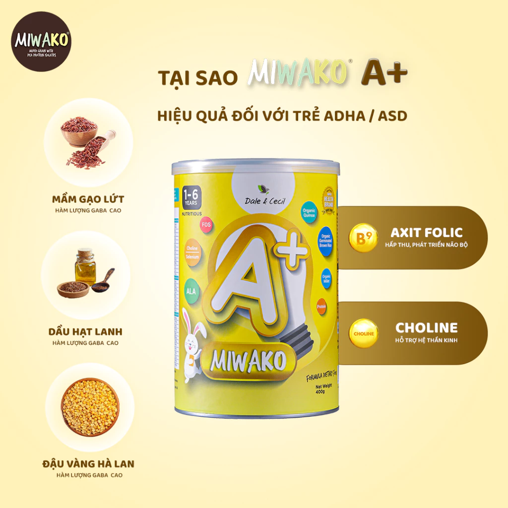 Sữa Hạt Thực Vật Hữu Cơ MIWAKO A+ 400g