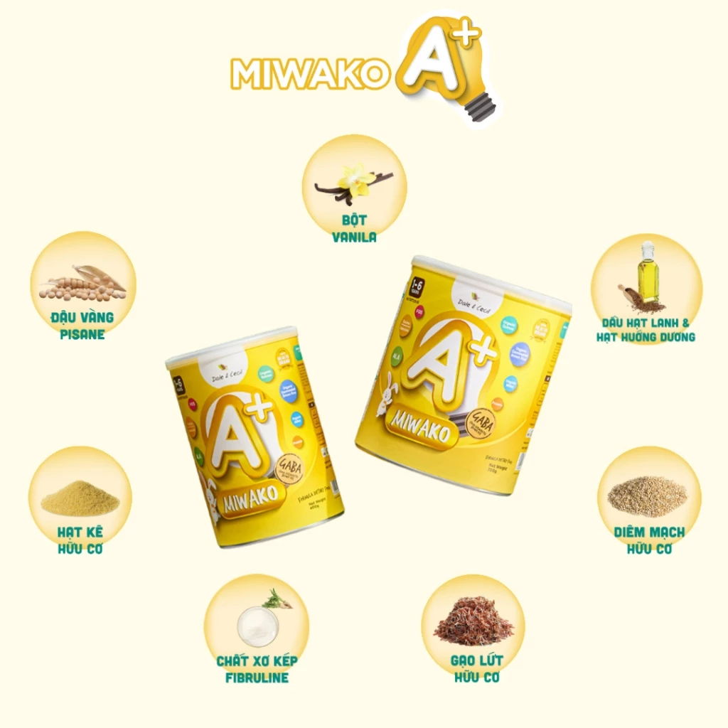 Sữa Hạt Thực Vật Hữu Cơ MIWAKO A+ 400g