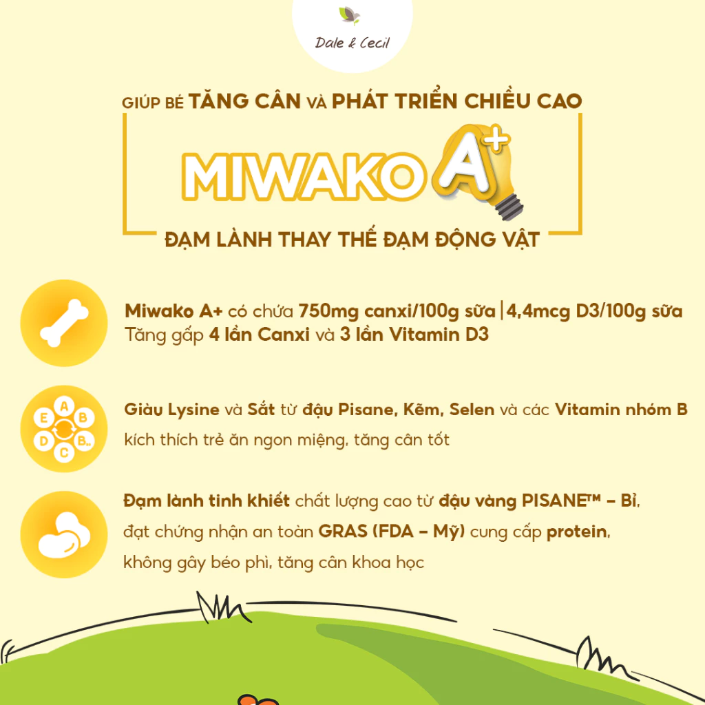 Sữa Hạt Thực Vật Hữu Cơ MIWAKO A+ 700g