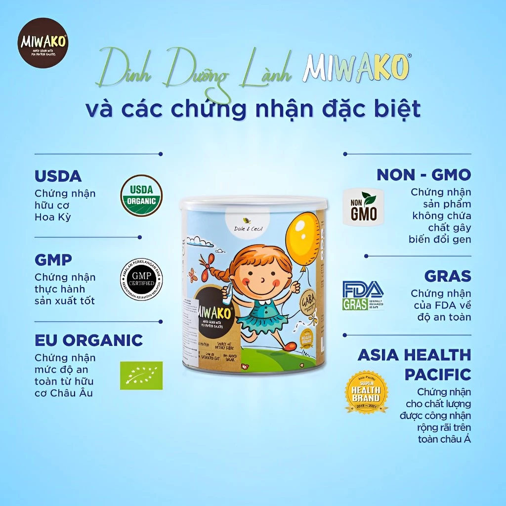 Sữa Hạt Thực Vật Hữu Cơ MIWAKO Vị Gạo Hộp 700g