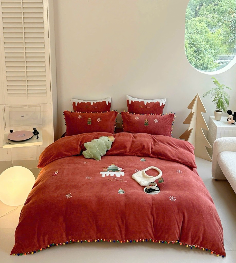 NỈ NHUNG- Nỉ Nhung 5 món Thêu nối Cao Cấp