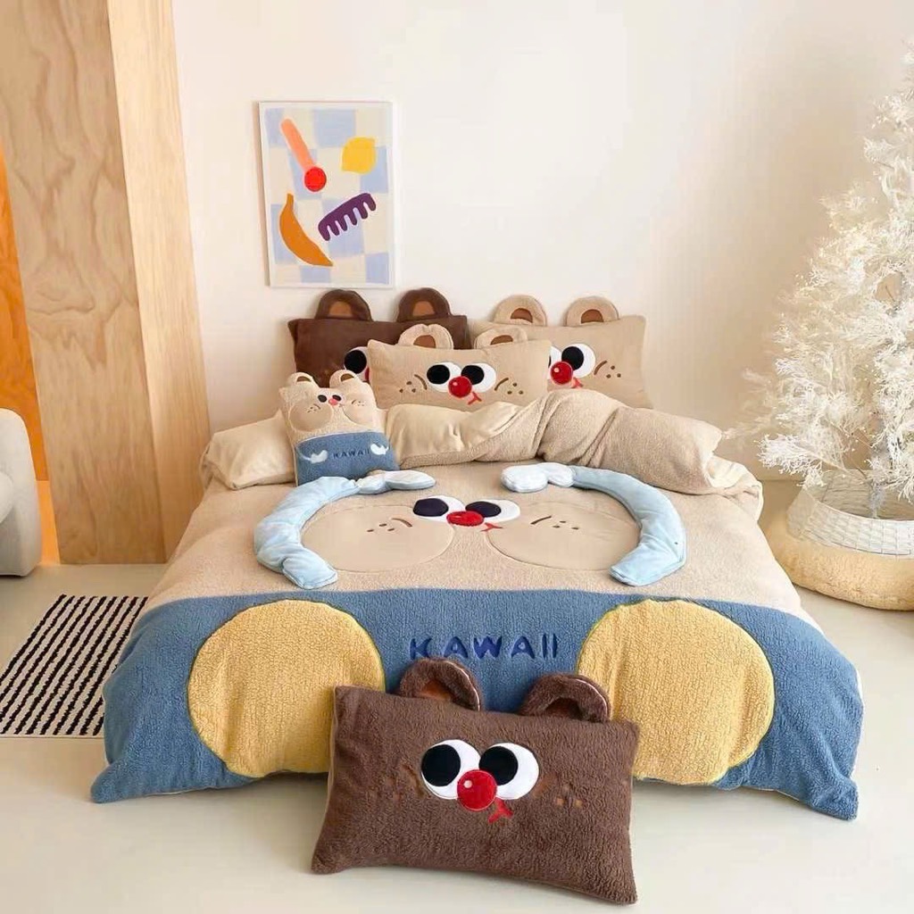 NỈ NHUNG- Nỉ Nhung 5 món Thêu nối Cao Cấp