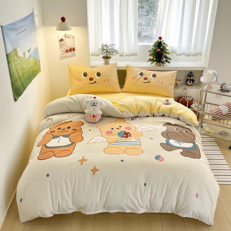 COTTON ĐŨI- Bộ vỏ chăn ga gối CARTOON (mã 92)
