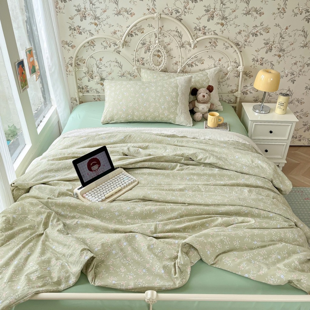 ĐŨI SỢI TRE- Bộ vỏ chăn ga gối đũi sợi tre mix ren