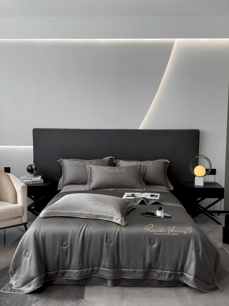 PHI LỤA- Set chăn chần Phi lụa Romantic