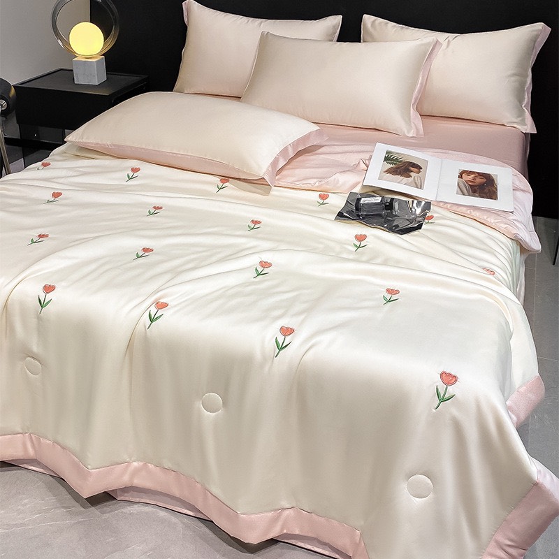 PHI LỤA- Set phi lụa chăn chần tulip/nơ