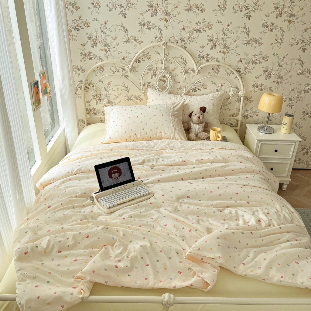 ĐŨI SỢI TRE- Bộ vỏ chăn ga gối đũi sợi tre mix ren