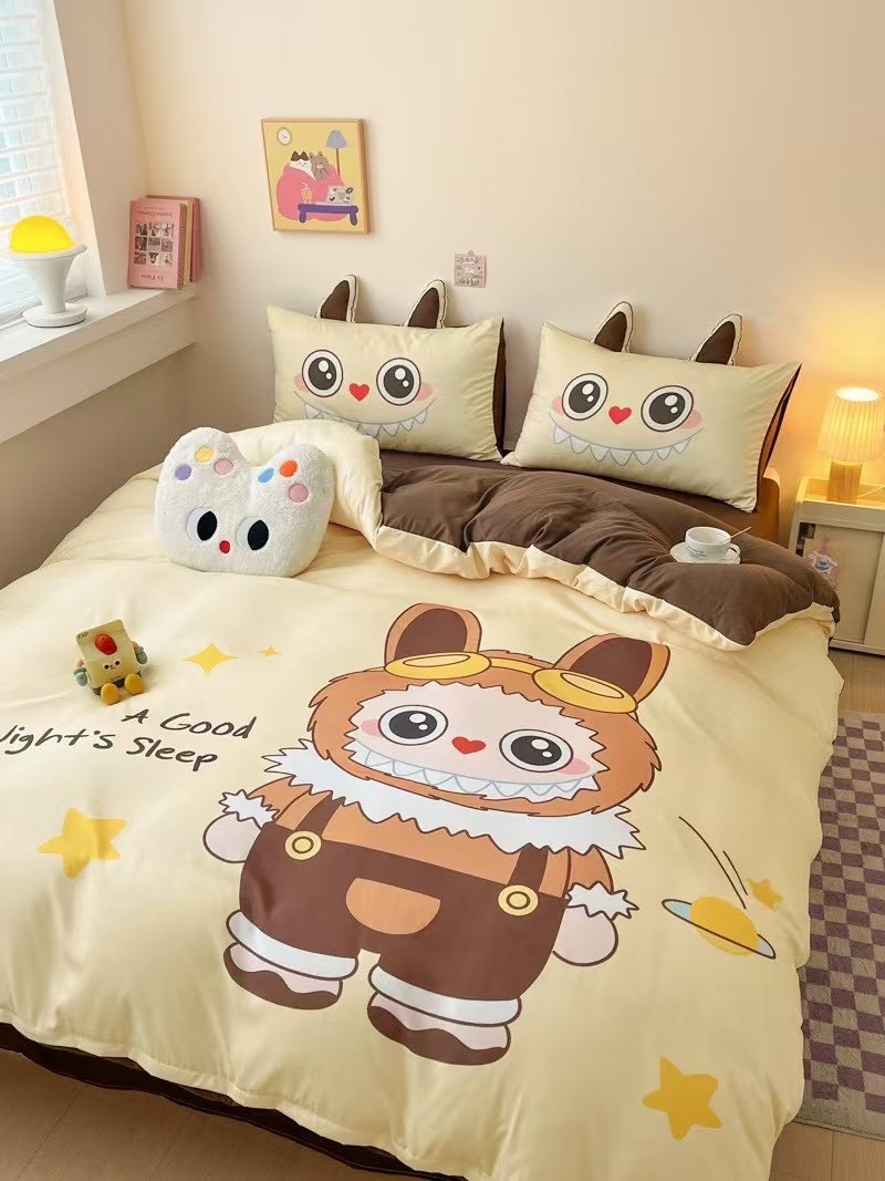 COTTON ĐŨI- Bộ vỏ chăn ga gối CARTOON (mã 92)