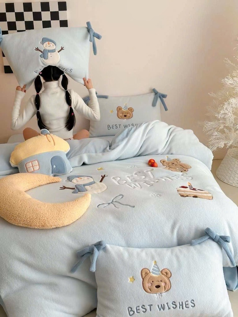 NỈ NHUNG- Nỉ Nhung 5 món Thêu nối Cao Cấp