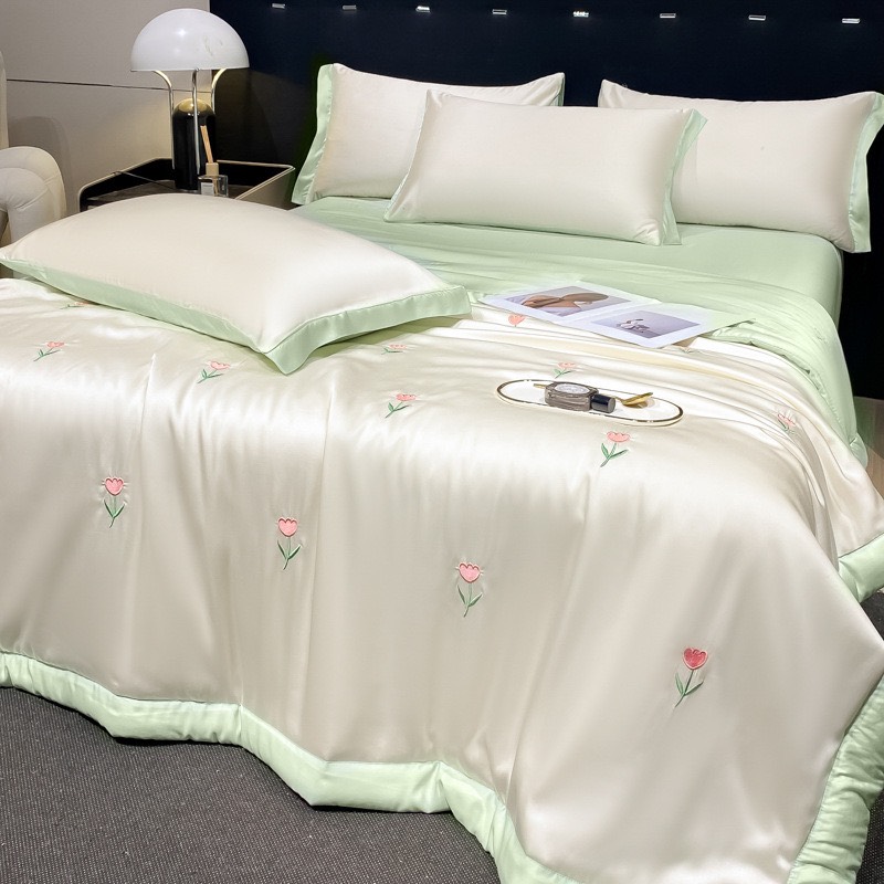 PHI LỤA- Set phi lụa chăn chần tulip/nơ