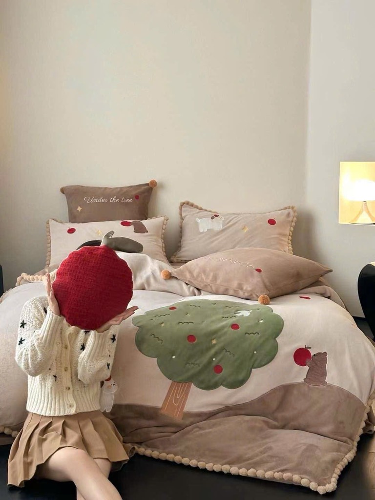 NỈ NHUNG- Nỉ Nhung 5 món Thêu nối Cao Cấp