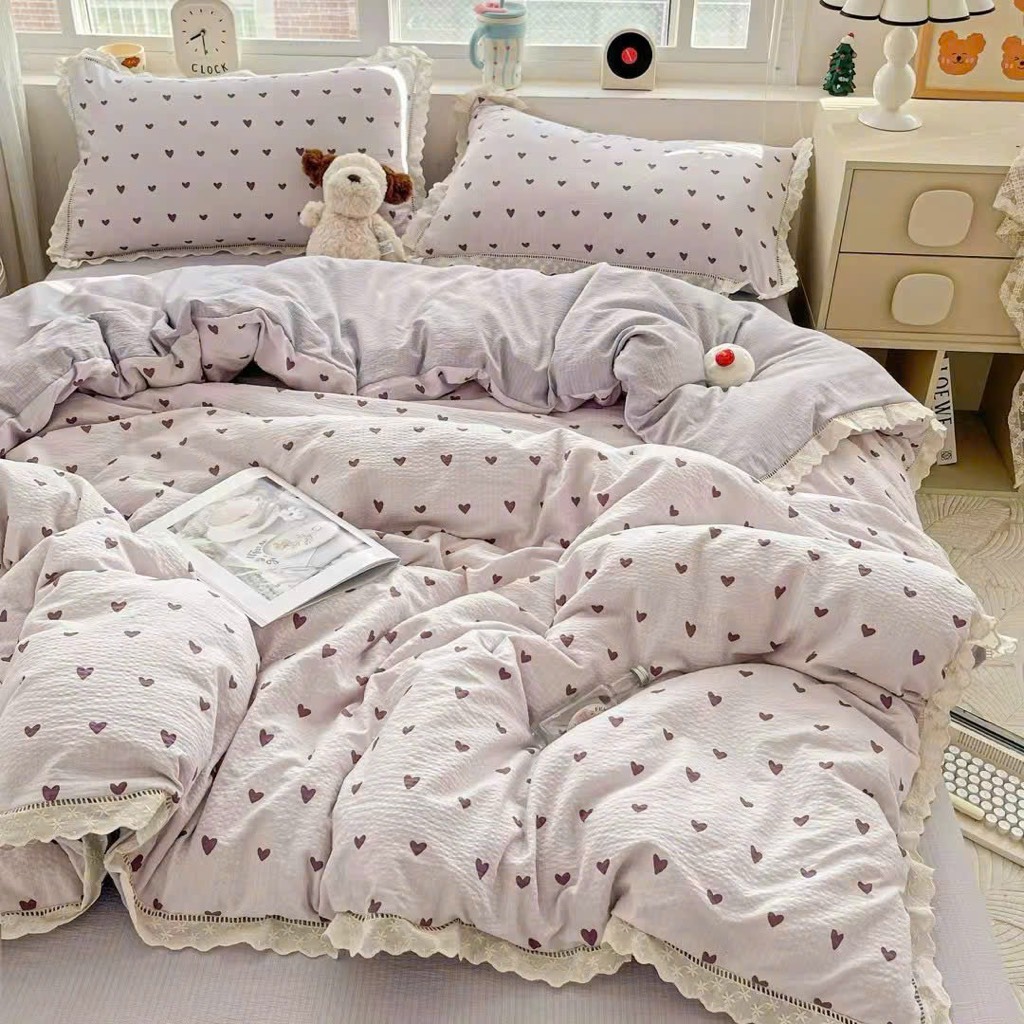 ĐŨI SỢI TRE- Set vỏ chăn ga gối Mix viền Ren mã 82 (GQ) 92 (HM)