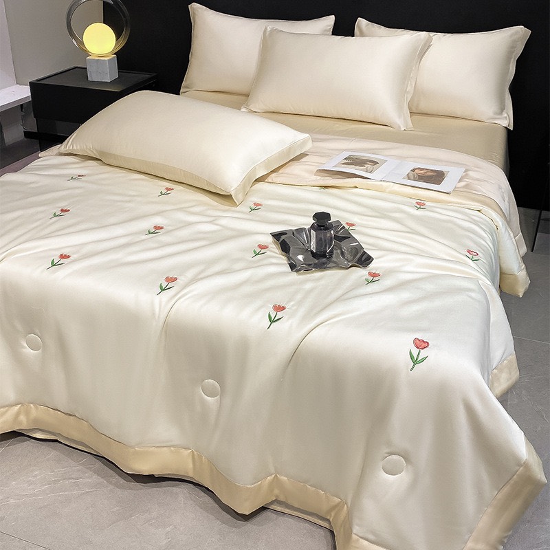 PHI LỤA- Set phi lụa chăn chần tulip/nơ