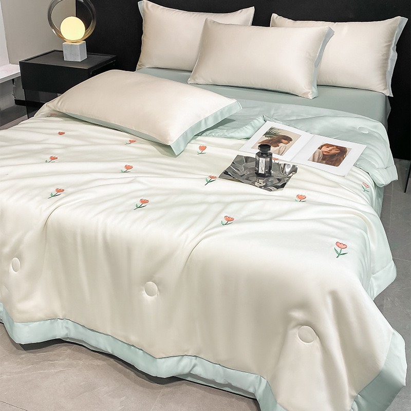 PHI LỤA- Set phi lụa chăn chần tulip/nơ