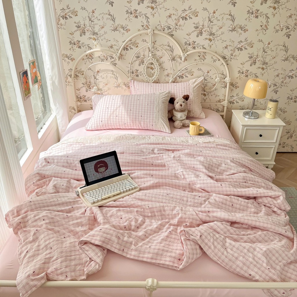 ĐŨI SỢI TRE- Bộ vỏ chăn ga gối đũi sợi tre mix ren