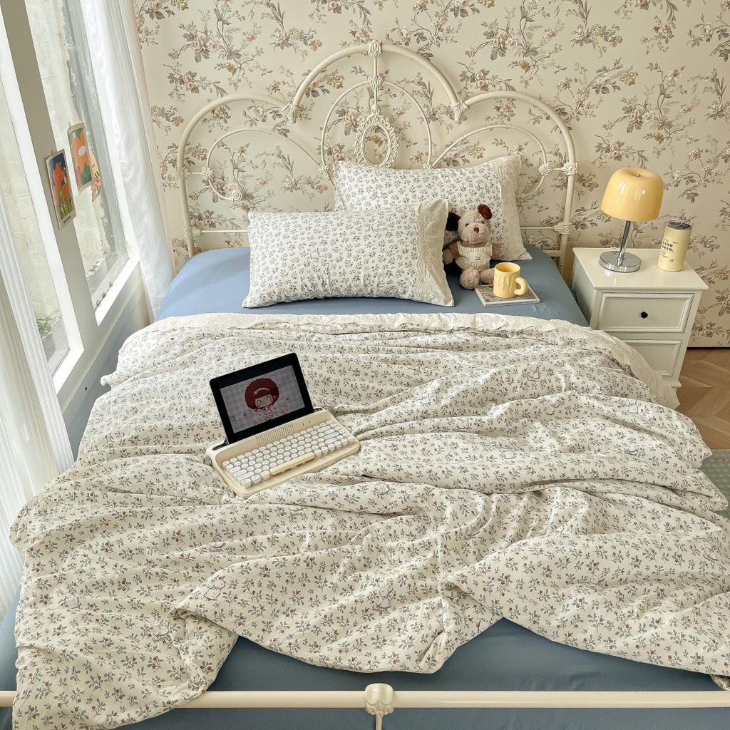 ĐŨI SỢI TRE- Bộ vỏ chăn ga gối đũi sợi tre mix ren