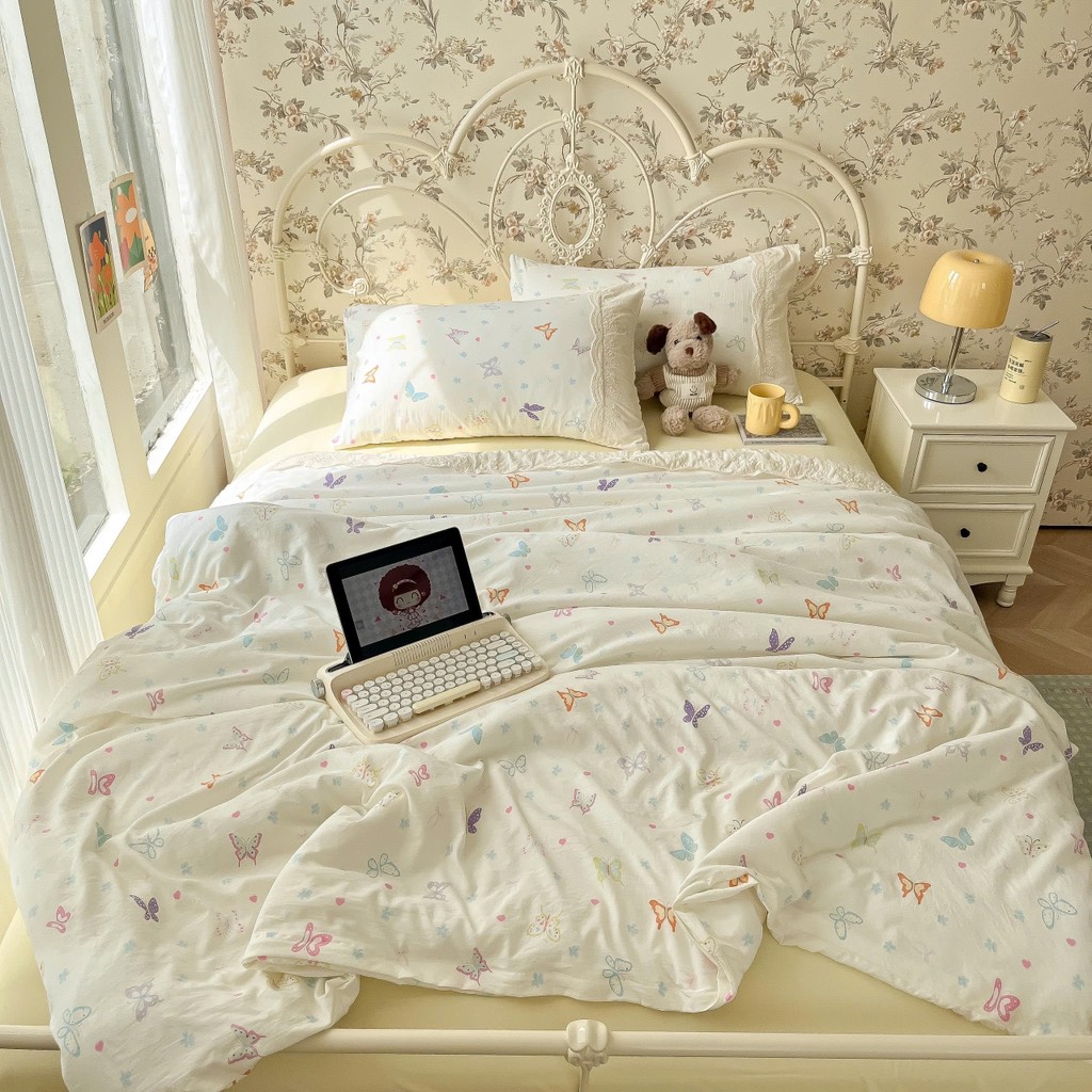 ĐŨI SỢI TRE- Bộ vỏ chăn ga gối đũi sợi tre mix ren