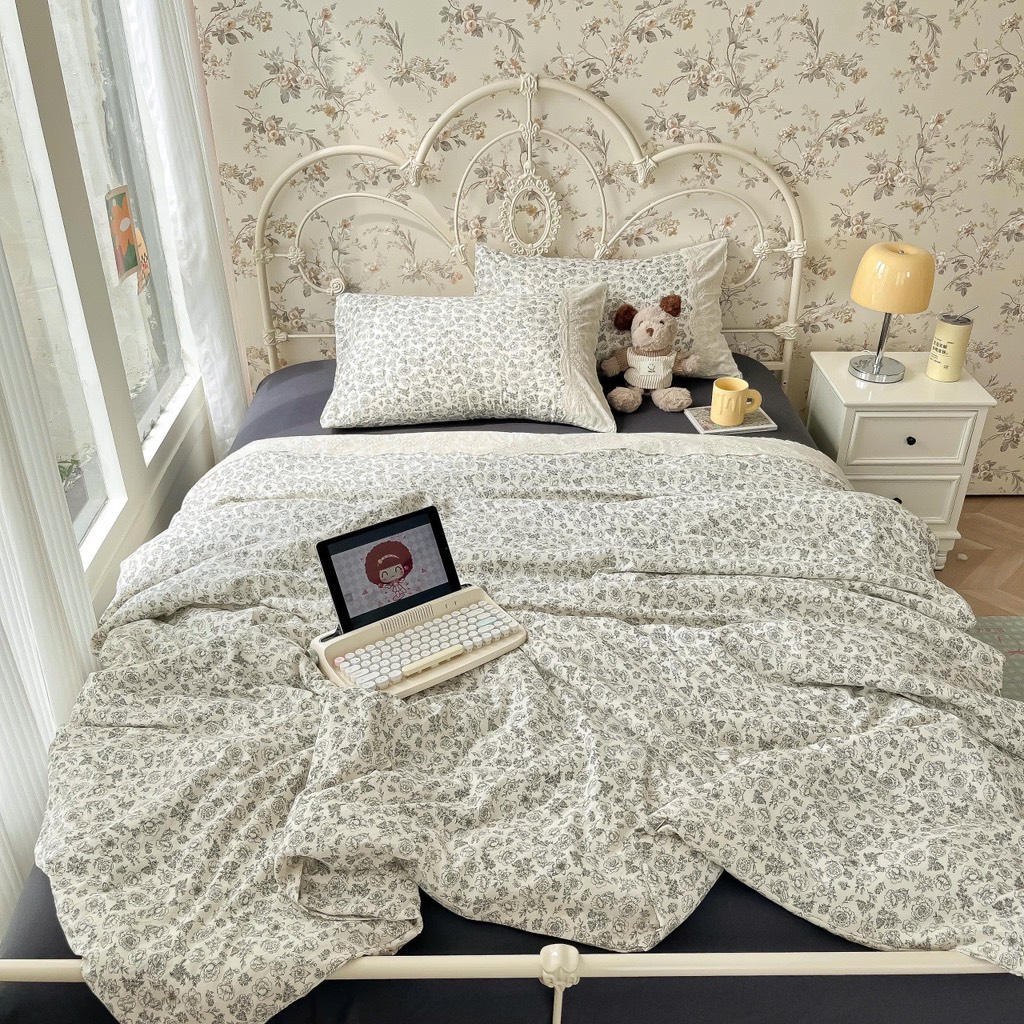 ĐŨI SỢI TRE- Bộ vỏ chăn ga gối đũi sợi tre mix ren