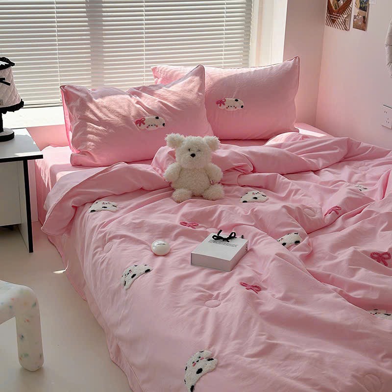 SET CHĂN CHẦN- Set chăn chần cotton đũi thêu