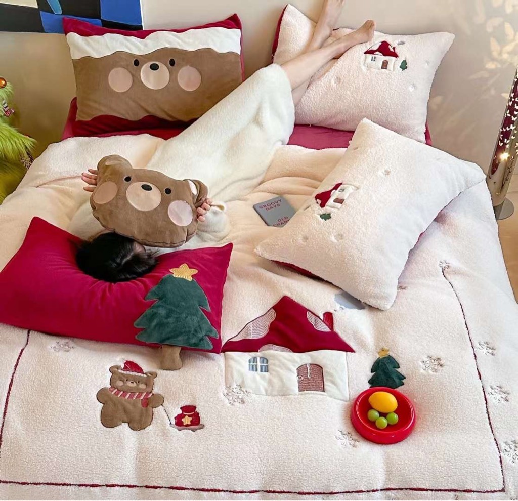 NỈ NHUNG- Nỉ Nhung 5 món Thêu nối Cao Cấp